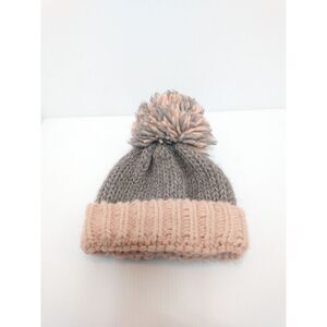 Gelso Bianco Hat Chunky Wool Alpaca Pompom Beanie Gray Pink Winter Made In Italy